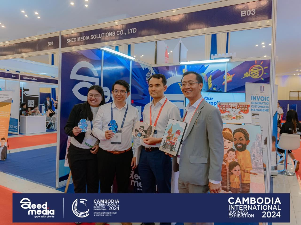 Seed media has put its booth to exhibit the works at Cambodia International Business Exhibition (CIBE) in 2024
